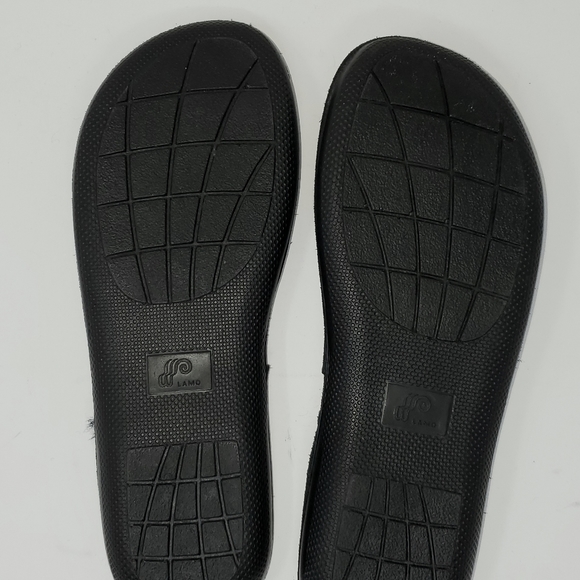 Rare studded Genuine black Sheepskin Shearling toe thong sandals size 9 - Picture 6 of 9